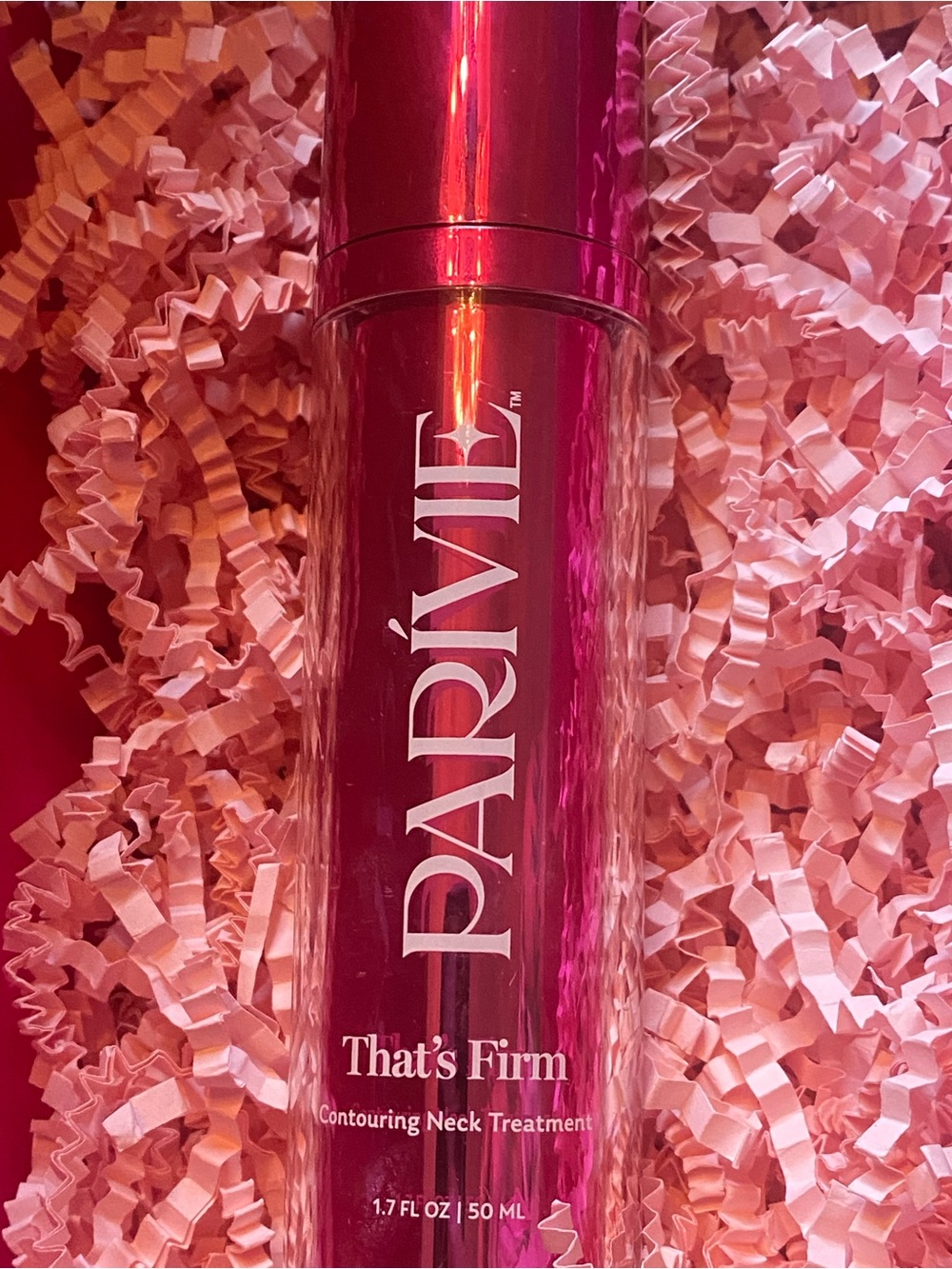 PARVEE That’s Firm Contouring Neck Treatment - Pink Metallic Bottle Paris Hilton